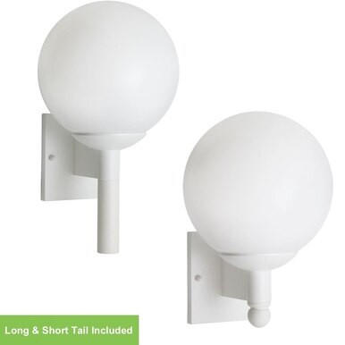 White Globe Outdoor Wall Sconce Light Fixture with Photocell Questions & Answers